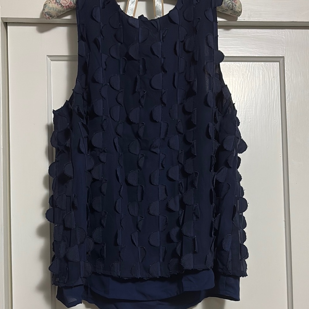 Maeve Blue Ruffled Sleeveless Blouse